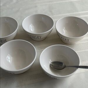 NEW RAE DUNN White Ceramic 5 Bowls